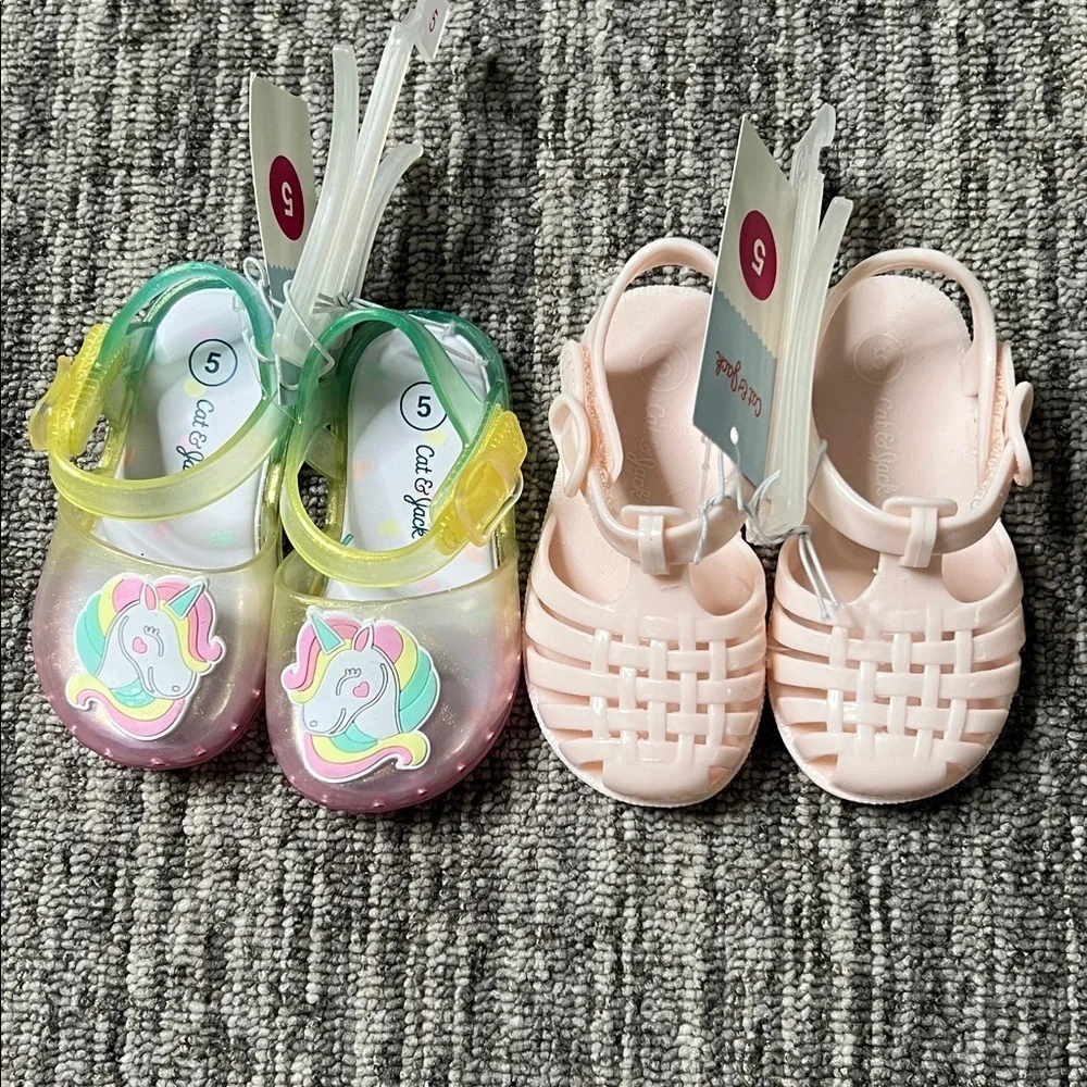 Cat & Jack Girls's- Unicorn and Pink Sandals Set Size 5